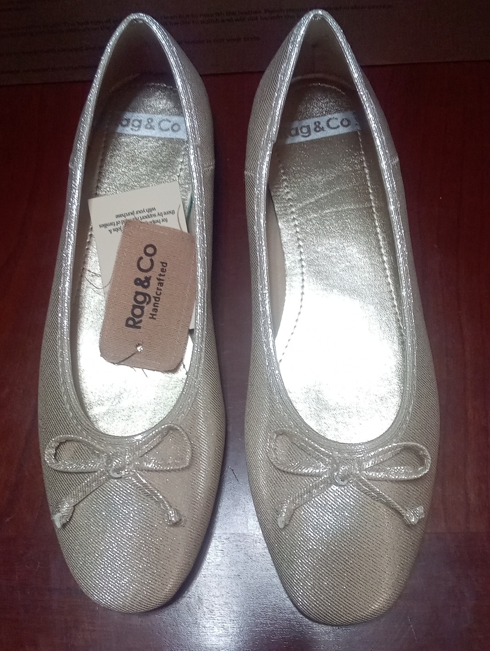 Rag & Co Gold Ballet Flats Sz 8 New NWT  $59